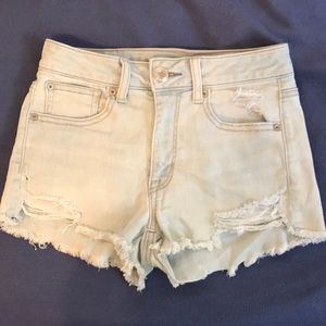 AEO American Eagle Hi-Rise Shortie Distressed Denim Jeans Shorts Size 2